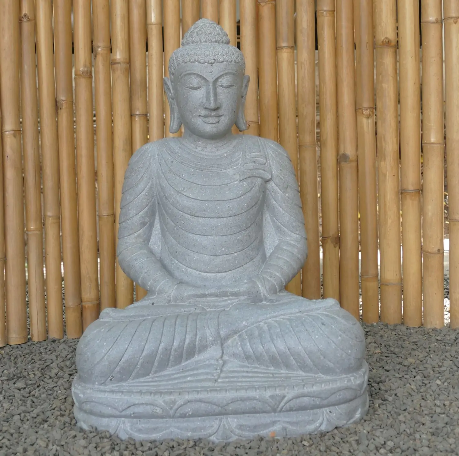  Product image 1 of the product “Seated Buddha made of Riverstone in Dhyana position - gesture of meditation, H. 80cm. ”